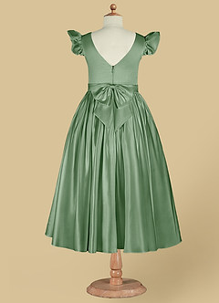 Azazie Violeta Flower Girl Dresses Matcha Ball-Gown Bow Matte Satin Dress image11
