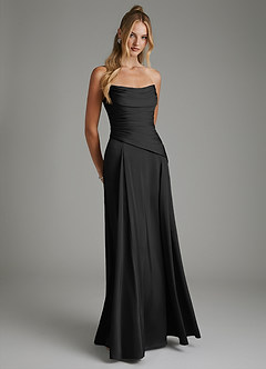 Azazie Gabriela Brautjungfernkleider A-Linie Korsett Stretch-Satin Kleid Schwarz image8