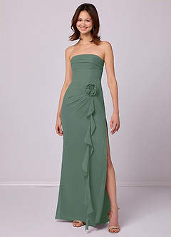Barbie ♥ Azazie Bridesmaid Dresses Eucalyptus Sheath Strapless Chiffon Convertible Dress image3