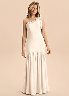Azazie Yana Junior Robe Fourreau en Mousseline de soie Nœud Albâtre Blanc image3