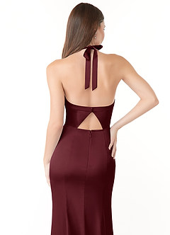 Azazie Emeria Robes de demoiselle d'honneur Robe Sirène en Satin extensible Plissée Cabernet image3
