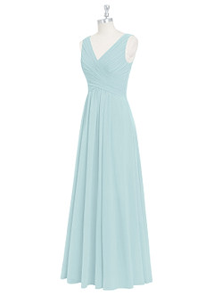 Azazie Flora Bridesmaid Dresses Sea Glass A-Line Pleated Chiffon Dress image9