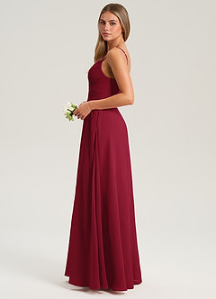 Azazie Terese Bridesmaid Dresses Burgundy A-Line Pleated Chiffon Dress image4