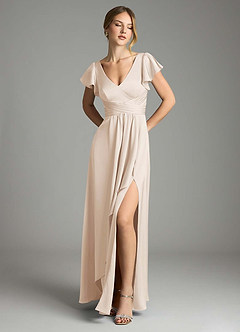 Azazie Omari Bridesmaid Dresses White Alabaster A-Line Stretch Satin Dress image7