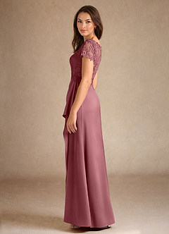 Azazie Santa Ana Mother of the Bride Dresses Desert Rose A-Line Lace Stretch Satin Dress image5