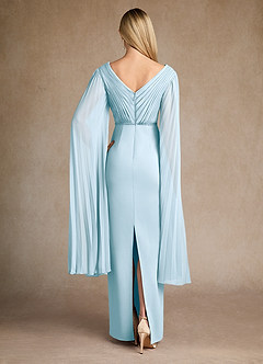 Azazie Ellsworth Mother of the Bride Dresses Sky Blue Column Pleated Stretch Crepe Dress image3