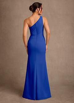 Azazie Floy Mother of the Bride Dresses Royal Blue Sheath One Shoulder Chiffon Dress image3