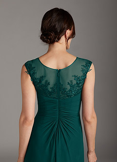 Azazie Endora Mother of the Bride Dresses Peacock A-Line Scoop Lace Chiffon Dress image5