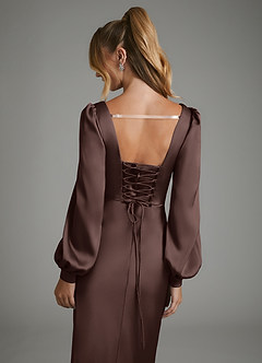 Azazie Brianna Brautjungfernkleider Meerjungfrau-Linie Korsett Stretch-Satin Kleid Ganache image2