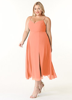Azazie Clarissa Bridesmaid Dresses Sunset A-Line V-Neck Chiffon Dress image9