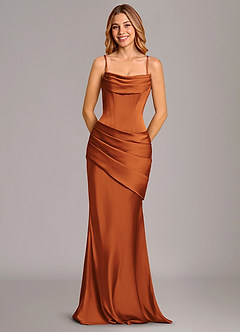 Azazie Pelagia Brudtärnklänningar Klä av Sjöjungfru i Stretch Satin Korsett Kanel Konvertibel image6