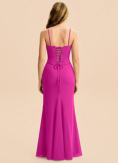 Azazie Sorrel Junior Fuchsia Mermaid Pleated Chiffon Dress image7