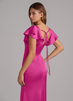 Azazie Elkie Bridesmaid Dresses Fuchsia Mermaid Square Neckline Stretch Satin Dress image7