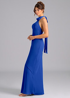 Azazie Velli Bridesmaid Dresses Royal Blue Mermaid Bow Chiffon Dress image5