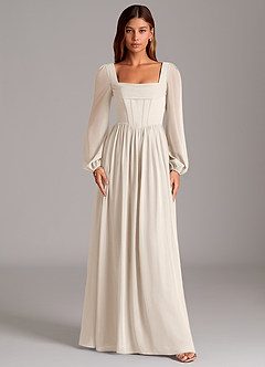 Azazie Maree Bridesmaid Dresses White Alabaster A-Line Corset Chiffon Dress image5