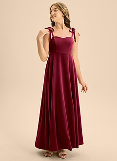 Azazie Rosey Junior Burgundy A-Line Sweetheart Neckline Velvet Dress image4