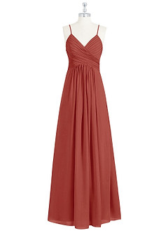 Azazie Haleigh Final Sale Burgundy A-Line Pleated Chiffon Dress image7