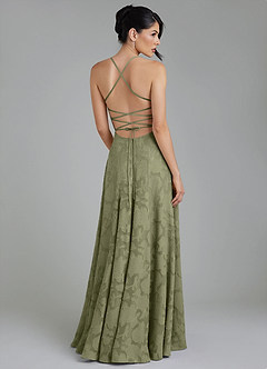 Azazie Tatum Bridesmaid Dresses Pistachio A-Line Corset Floral Burnout Dress image2