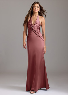 Azazie Valerie Robes de demoiselle d'honneur Robe Sirène en Satin extensible Plissée Améthyste image3