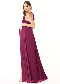Azazie Annabelle vestidos de dama de honor de maternidad Vestido de Corte En A Cuello en V plisado Hasta el suelo Malla image5