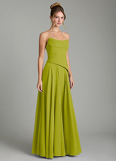 Azazie Gabriela Bridesmaid Dresses Lemongrass A-Line Corset Chiffon Dress image5