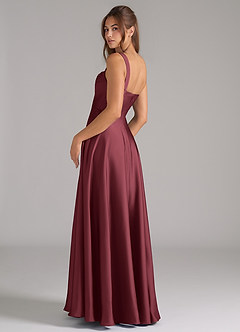Azazie Shaude Brudtärnklänningar Klänning av A-Linje i Stretch Satin Plisserad Merlot image7