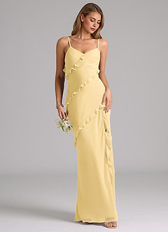 Azazie Nancie Bridesmaid Dresses Butter Mermaid Ruched Chiffon Dress image5