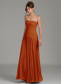 Azazie Yuliana Brautjungfernkleider Eine Linie Schulterfrei Chiffon Kleid Paprika image5