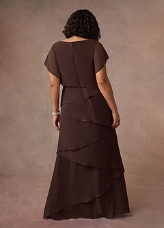 Azazie OHara Mother of the Bride Dresses Ganache A-Line V-Neck Chiffon Dress image14