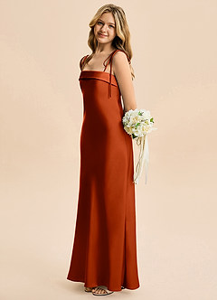 Azazie Willa Junior Paprika Mermaid Bow Stretch Satin Dress image3