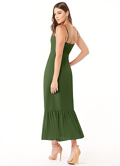 Azazie Justina Bridesmaid Dresses Olive A-Line Sweetheart Neckline Chiffon Dress image4