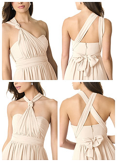 Azazie Olani Bridesmaid Dresses White Alabaster A-Line Off the Shoulder Chiffon Convertible Dress image7