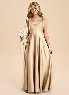 Azazie Popsy Junior Linia A Ukłon Satyna elastyczna Długość podłogi Młodsza druhna Sukienka image5