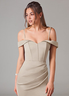 Azazie Everly Bridesmaid Dresses Frost Mermaid Off the Shoulder Stretch Satin Convertible Dress image2