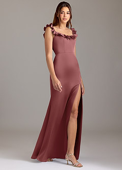 Azazie Callie Bridesmaid Dresses Amethyst A-Line Ruched Stretch Satin Convertible Dress image4