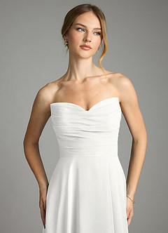 Azazie Ayla Abiti da Damigella Abito A-Line in Chiffon Scollo a Cuore Bianco image5