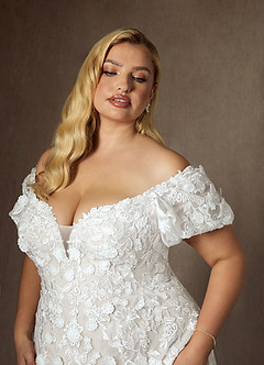 Azazie Vivienne Wedding Dresses Diamond White A-Line Sweetheart Lace Dress image13