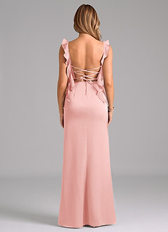 Azazie Jessamine Robes de demoiselle d'honneur Robe Fourreau en Satin extensible Corset Rose Poudré image6