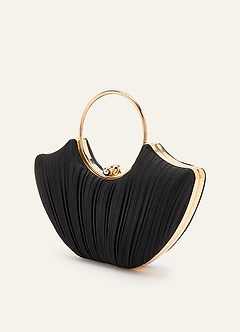 front Satin Pleated Fan-Shaped Handbag