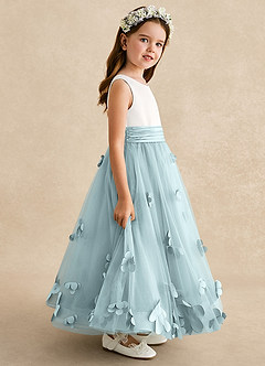 Azazie Vi Flower Girl Dresses Mist A-Line Sleeveless Tulle Dress image7