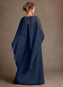 Azazie Marilla Mother of the Bride Dresses Dark Navy A-Line Pleated Chiffon Dress image3