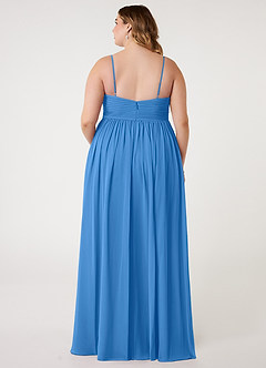 Azazie Alia Bridesmaid Dresses Blue Jay A-Line Pleated Chiffon Dress image7