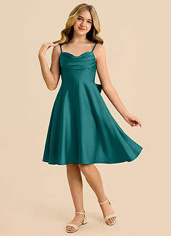 Azazie Bear Junior Peacock A-Line Sweetheart Neckline Stretch Satin Dress image3