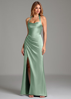 Azazie Serenity Bridesmaid Dresses Agave Mermaid Sweetheart Neckline Stretch Satin Dress image4