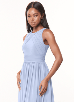 Azazie Harper Bridesmaid Dresses Ice A-Line Pleated Chiffon Dress image5