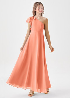 Azazie Arabella Junior Sunset A-Line Ruched Chiffon Dress image4