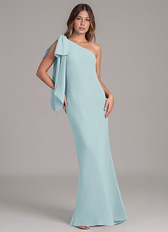 Azazie Capri Robes de demoiselle d'honneur Robe Trapèze en Mousseline de soie Une épaule Verre De Mer image1