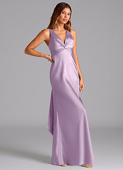 Azazie Hati Bridesmaid Dresses Frosted Lilac Mermaid Stretch Satin Dress image1