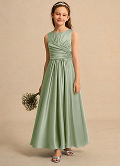 Azazie Ducky Junior Formal Flower Girl Klänningar Klä A-Line i Stretch Satin Plisserad image4