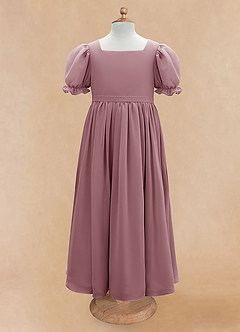 Azazie Joss Abiti da Ragazza di Fiori Abito A-Line in Chiffon Con Maniche Vintage Malva image5